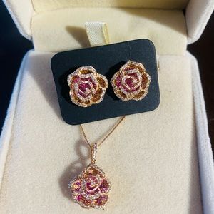 Carnelian Set (Brand New) - 18K Japan Gold with Diamond and Pink Sapphire